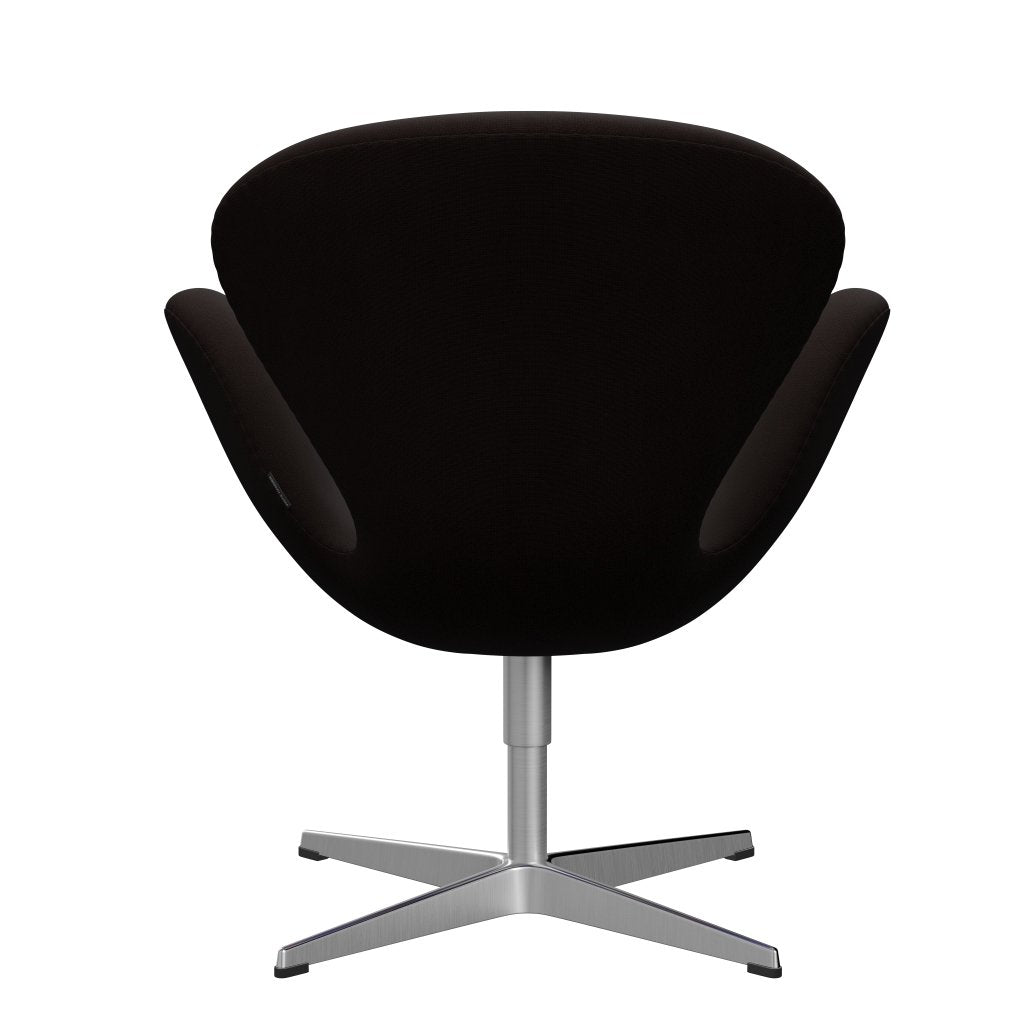 Fritz Hansen Swan Lounge Chair, Satin Brushed Aluminium/Fame Dark Brown