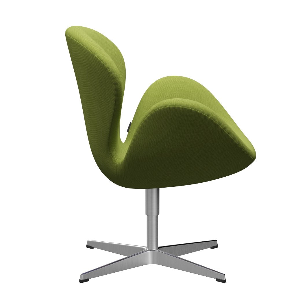 Fritz Hansen Swan Lounge Chair, Satin Brushed Aluminium/Fame Light Grass Green