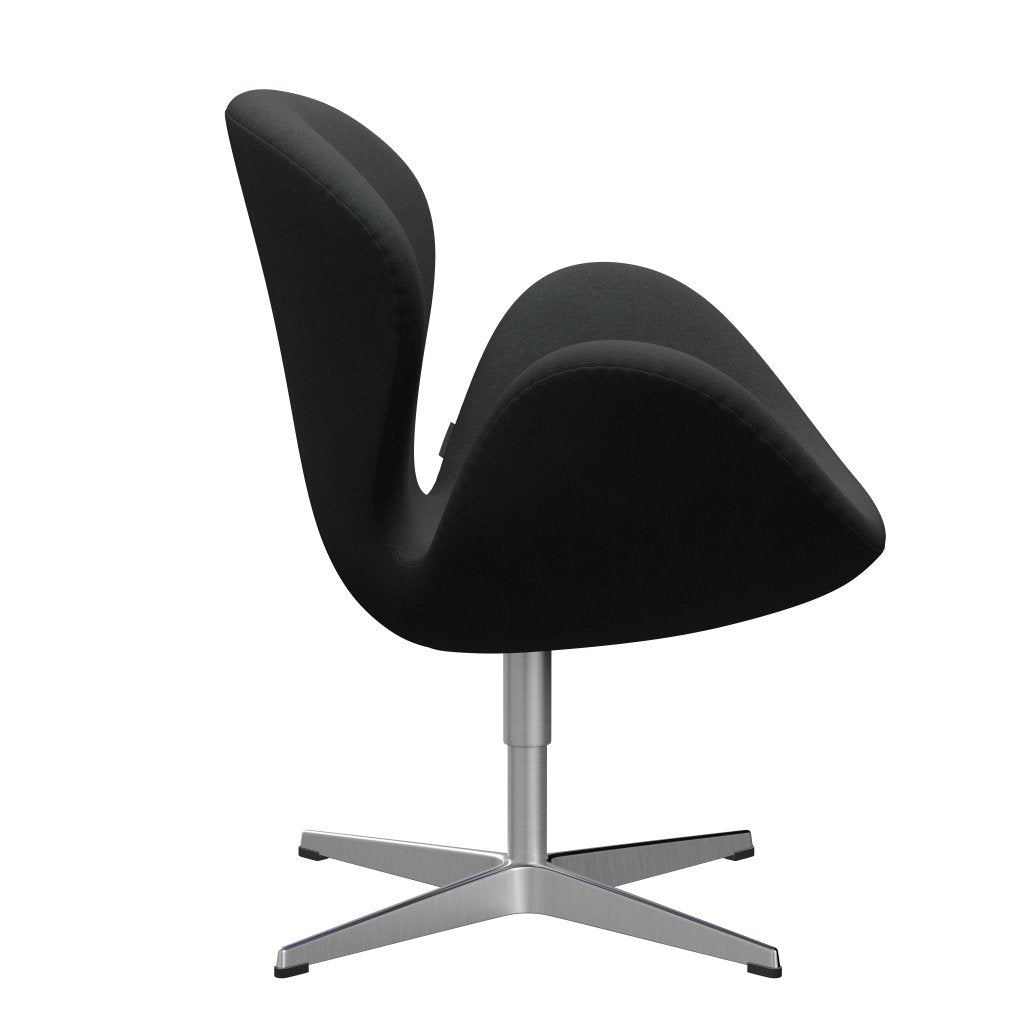 Fritz Hansen Swan Lounge Chair, Satin Brushed Aluminium/Fiord Charcoal Grey