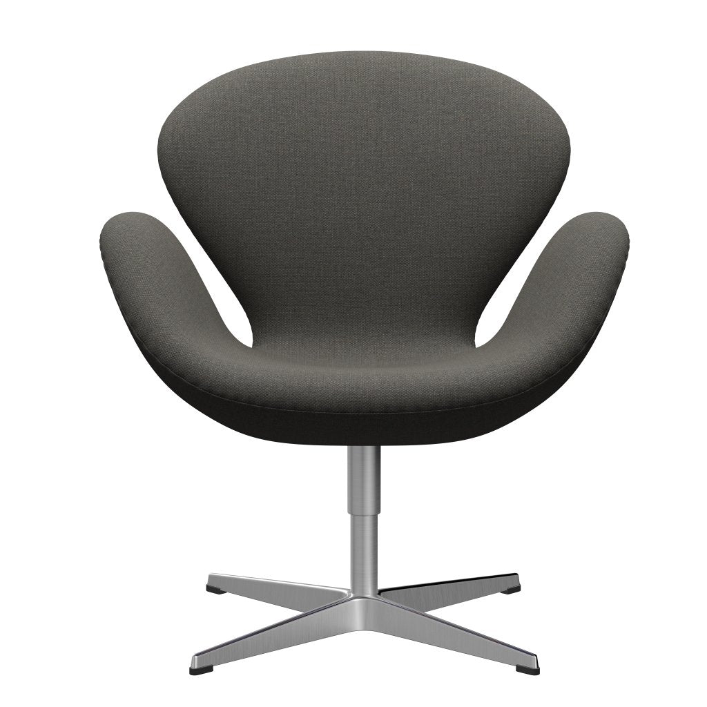 Fritz Hansen Swan Lounge Chair, Satin Brushed Aluminium/Fiord Dark Grey/Stone