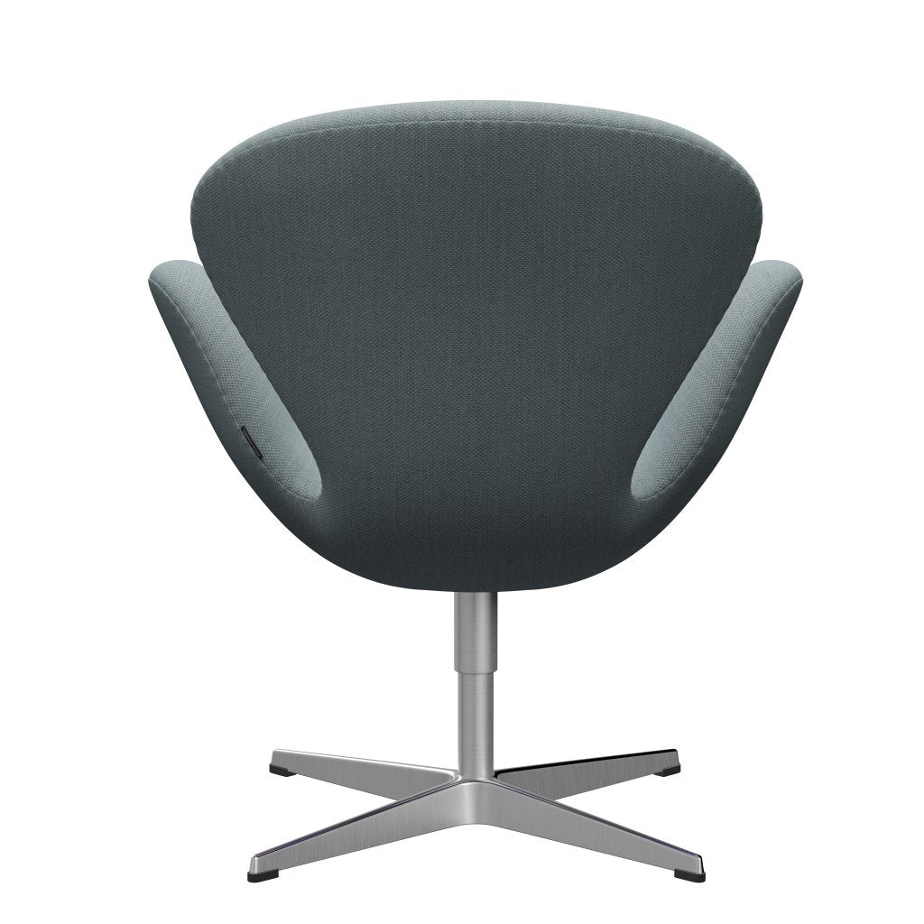 Fritz Hansen Swan Lounge Chair, Satin Brushed Aluminium/Fiord Green/Blue/Stone