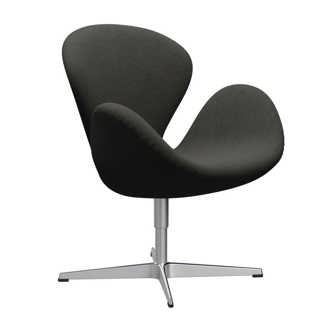 Fritz Hansen Swan Lounge Chair, Satin Brushed Aluminium/Fiord Black/Brown