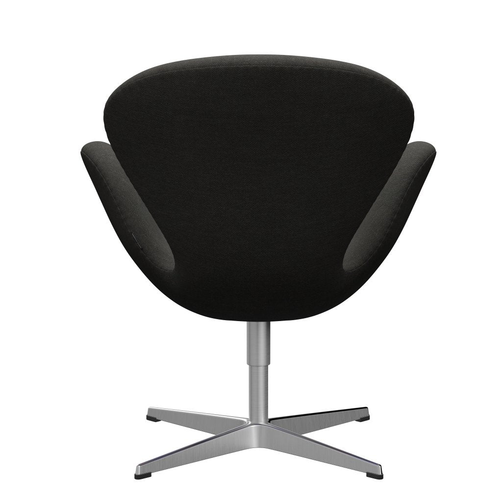 Fritz Hansen Swan Lounge Chair, Satin Brushed Aluminium/Fiord Black/Brown