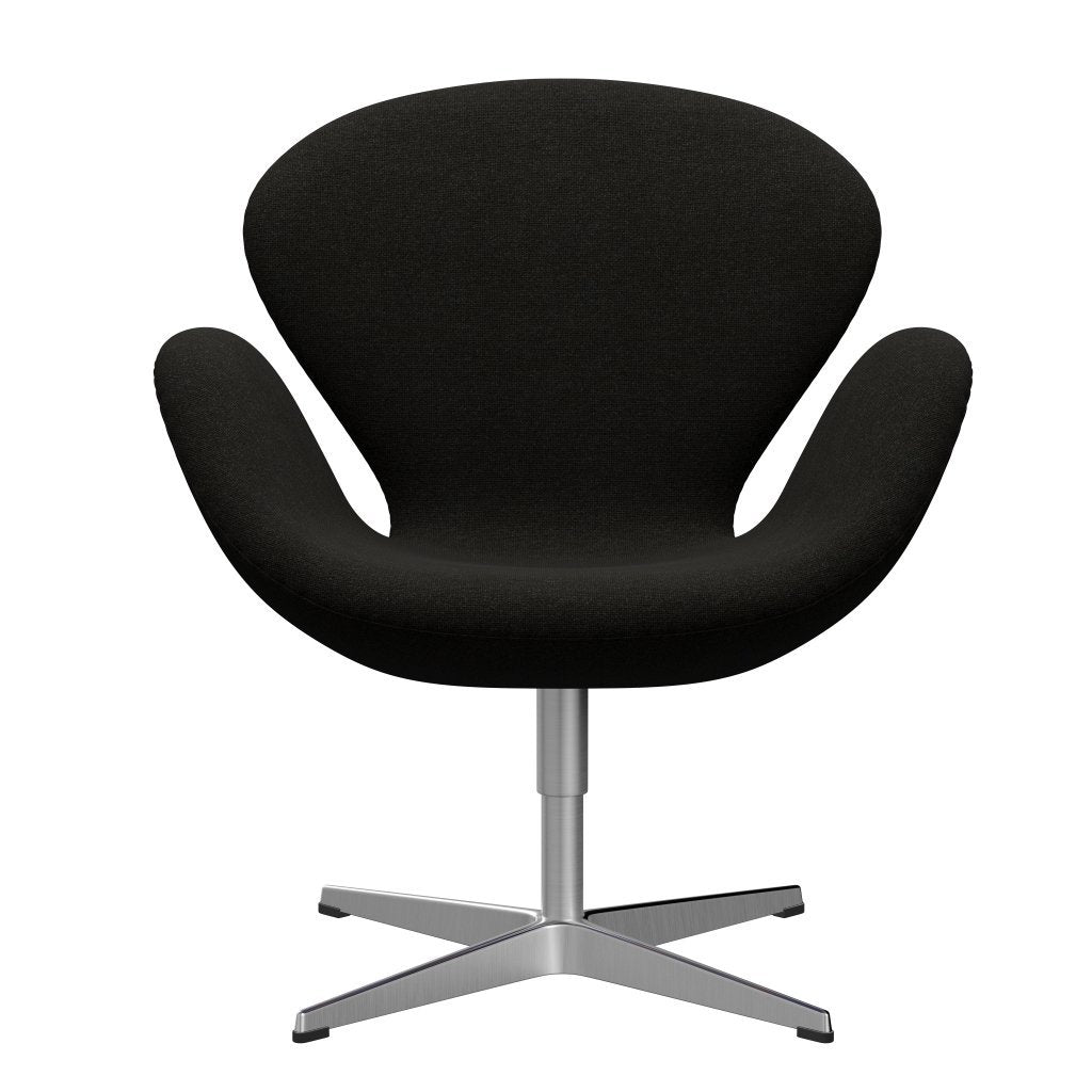 Fritz Hansen Swan Lounge Chair, Satin Brushed Aluminium/Hallingdal Brown/Dark Grey