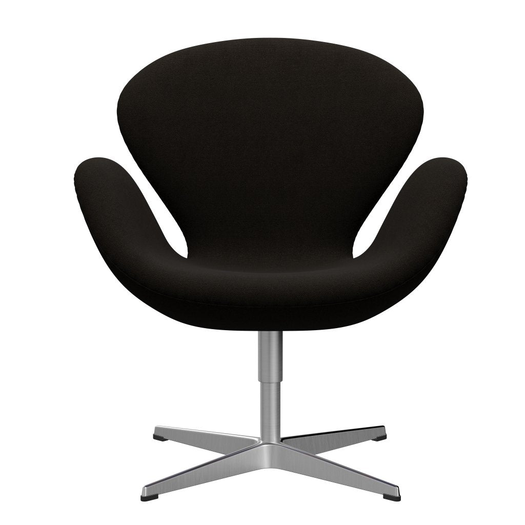 Fritz Hansen Swan Lounge Chair, Satin Brushed Aluminium/Hallingdal Dark Brown