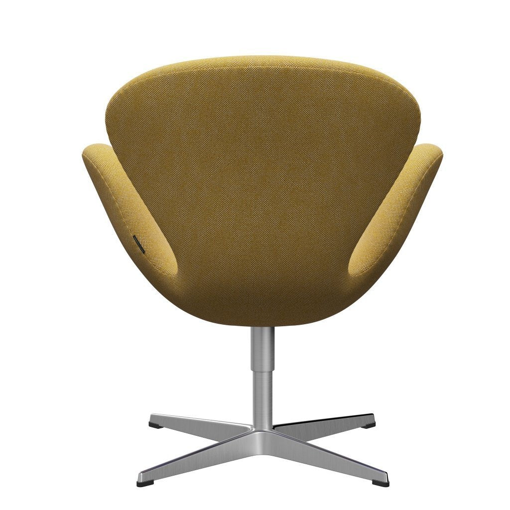 Fritz Hansen Swan Lounge Chair, Satin Brushed Aluminium/Hallingdal Yellow/White