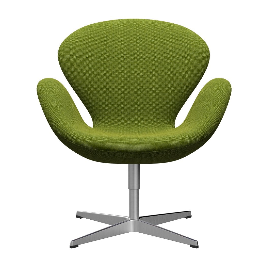 Fritz Hansen Swan Lounge Chair, Satin Brushed Aluminium/Hallingdal Green