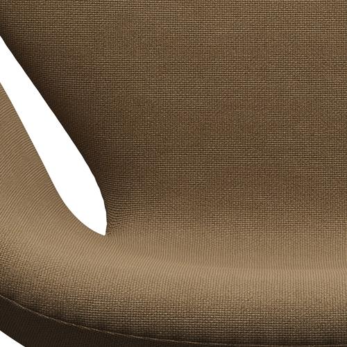 Fritz Hansen Swan Lounge Chair, Satin Brushed Aluminium/Hallingdal Light Brown