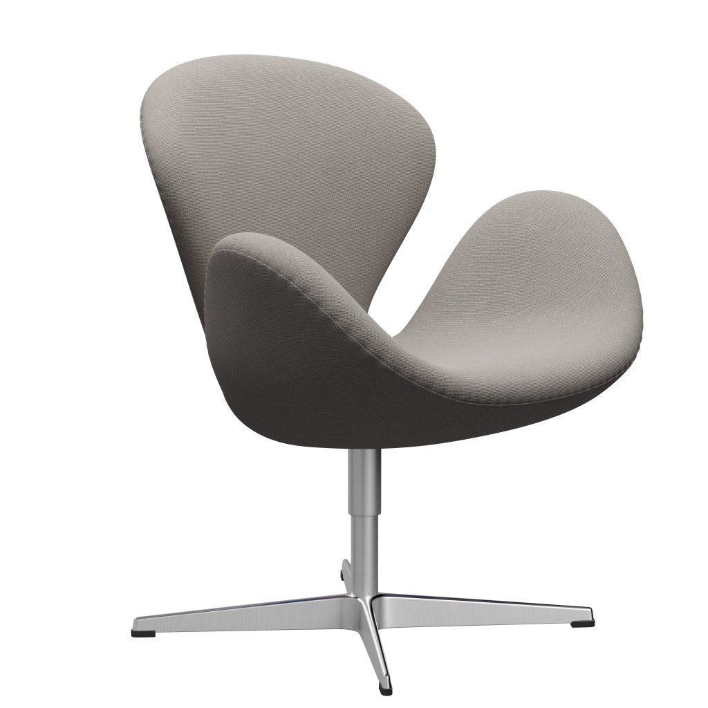 Fritz Hansen Swan Lounge Chair, Satin Brushed Aluminium/Hallingdal Light Grey (113)