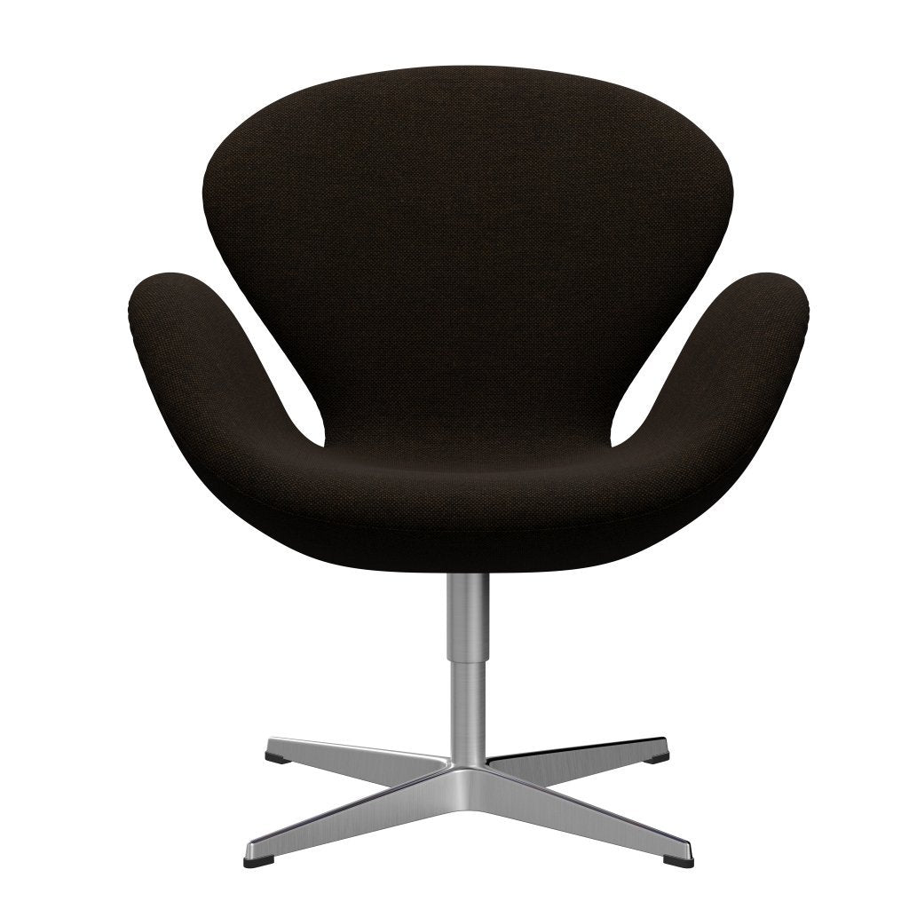 Fritz Hansen Swan Lounge Chair, Satin Brushed Aluminium/Hallingdal Black/Brown