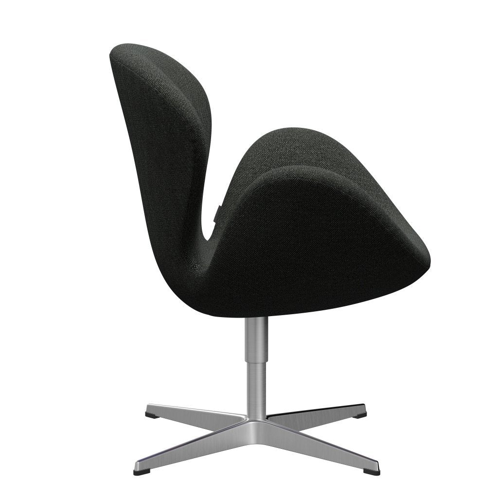 Fritz Hansen Swan Lounge, SatingBrushed Aluminium/Hallingdal Black/Grey (368)