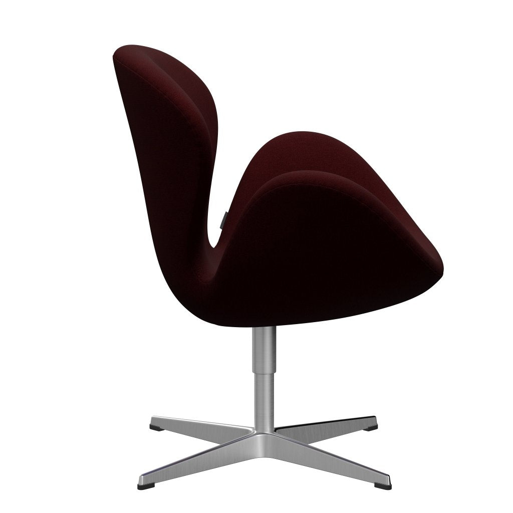 Fritz Hansen Swan Lounge Chair, Satin Brushed Aluminium/Hallingdal Wine Red