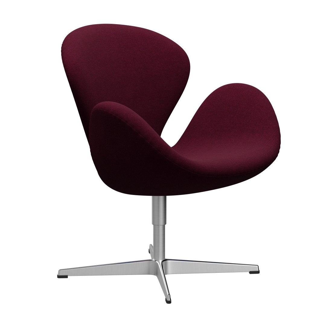 Fritz Hansen Swan Lounge Chair, Satin Brushed Aluminium/Hallingdal Wine Red/Violet