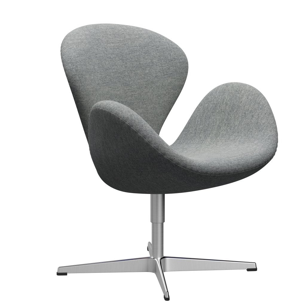 Fritz Hansen Swan Lounge Chair, Satin Brushed Aluminium/Hallingdal White Grey