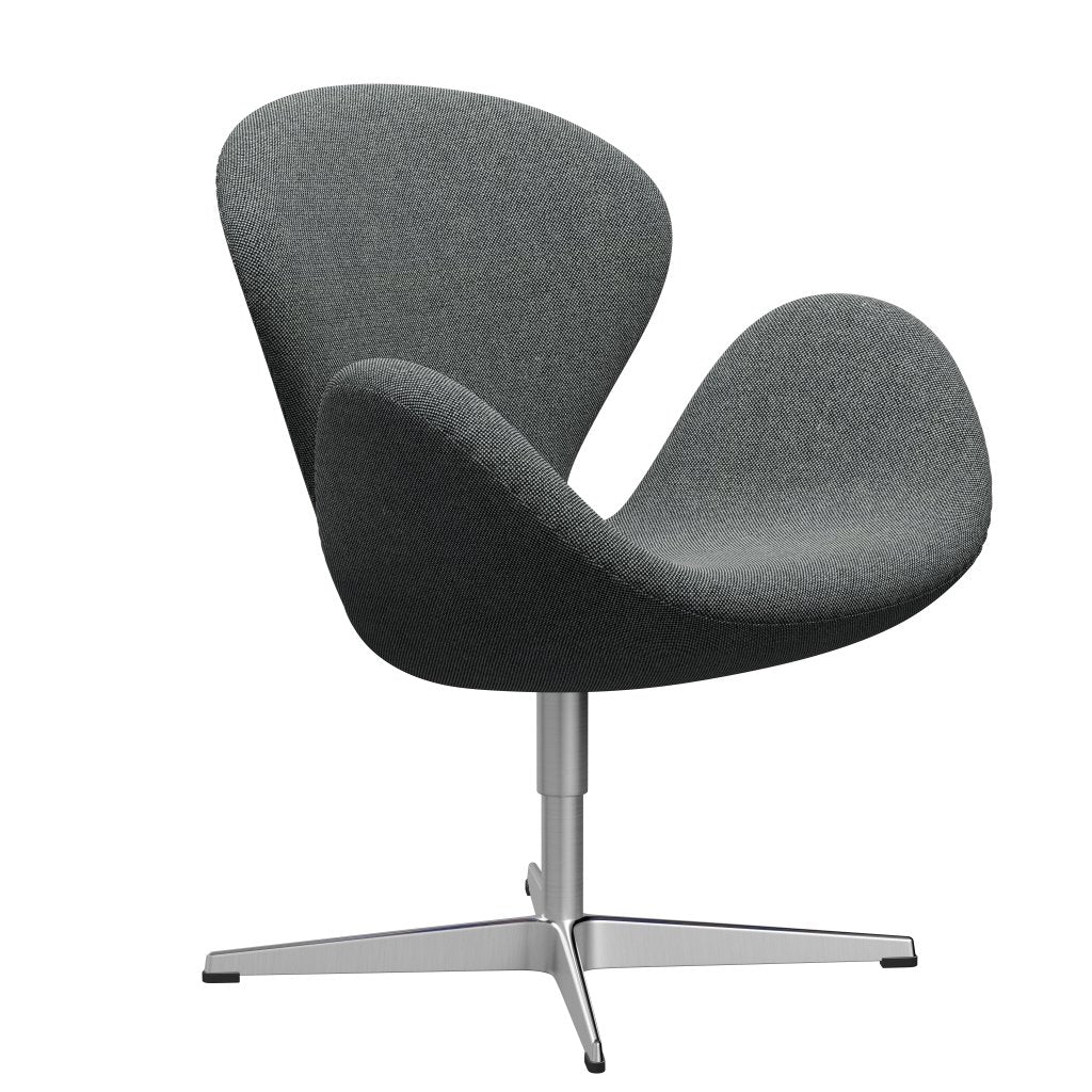 Fritz Hansen Swan Lounge Chair, Satingbrushed Aluminium/Hallingdal White Black