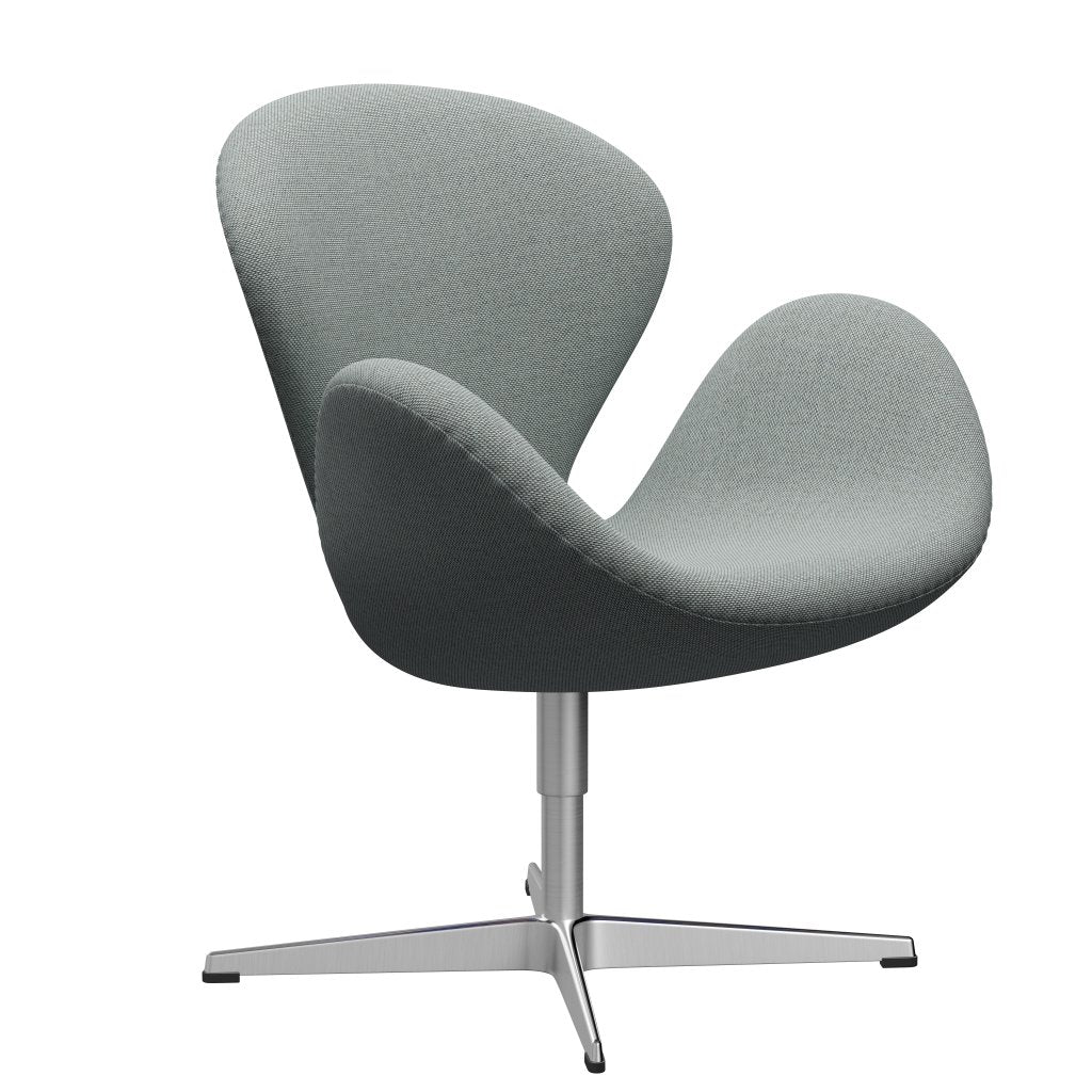 Fritz Hansen Swan Sallo -Lounge, satynowy szczotkowany aluminium/rel wełniany blady aqua