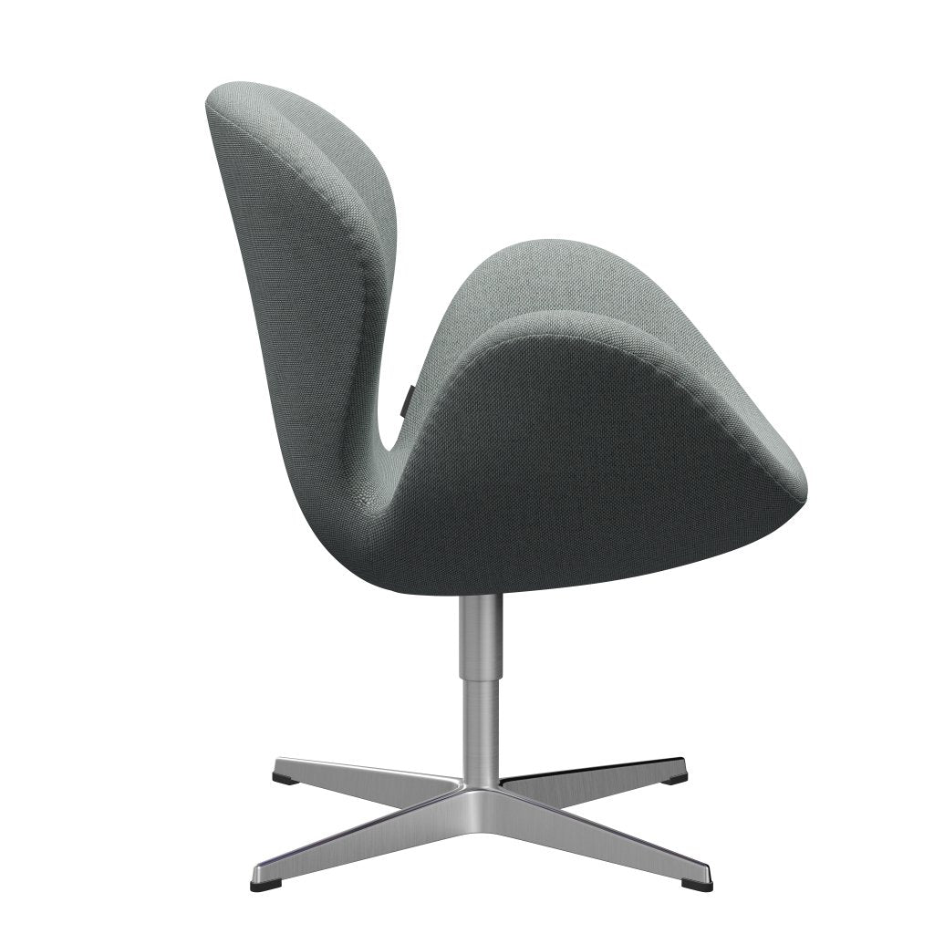 Fritz Hansen Swan Sallo -Lounge, satynowy szczotkowany aluminium/rel wełniany blady aqua