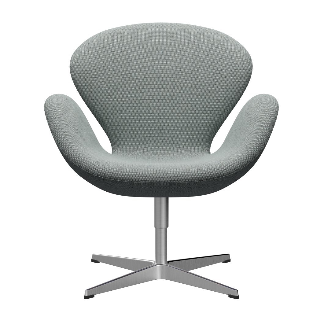 Fritz Hansen Swan Sallo -Lounge, satynowy szczotkowany aluminium/rel wełniany blady aqua