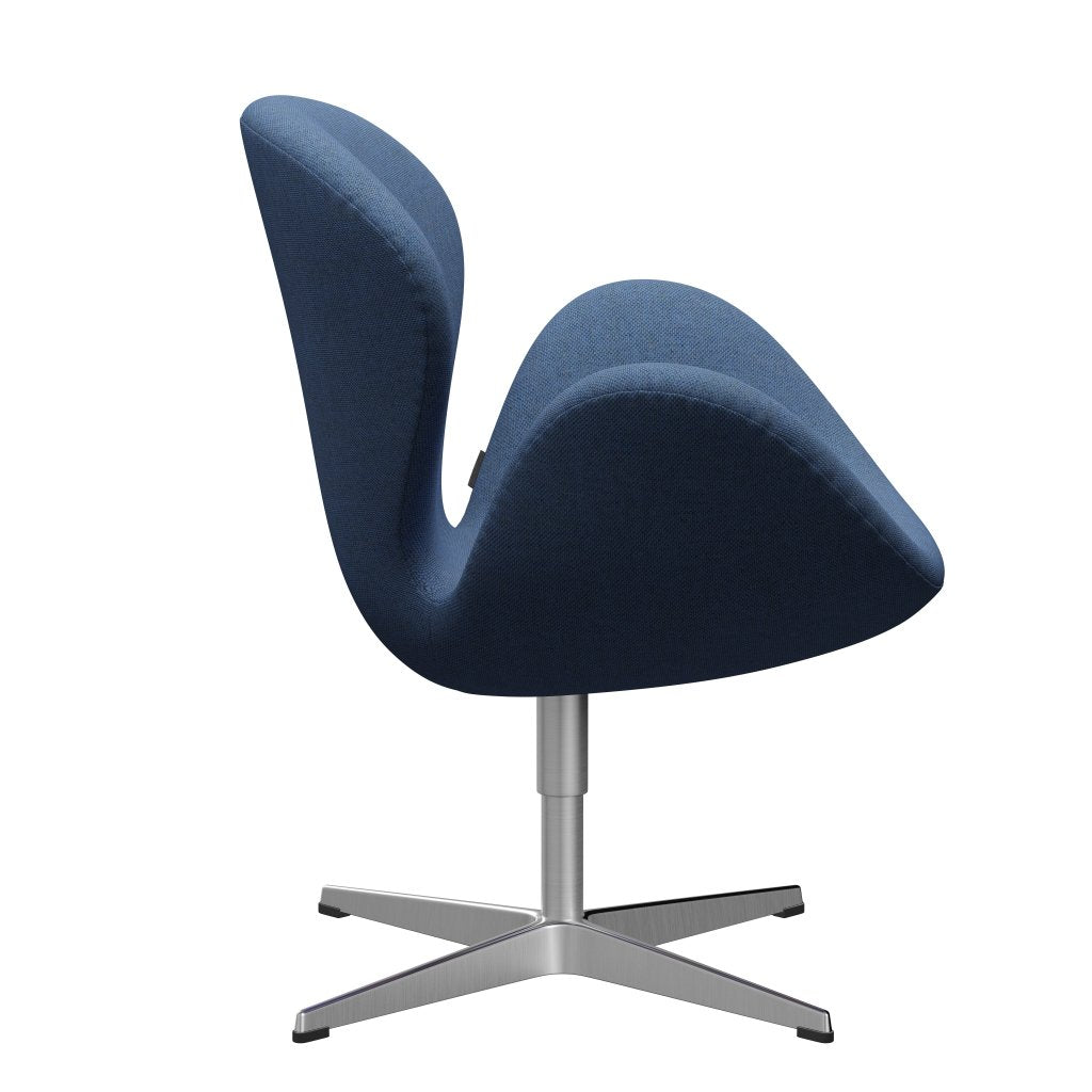 Fritz Hansen Swan Lounge Chair, Satin Brushed Aluminium/Re Wool Blue/Natural