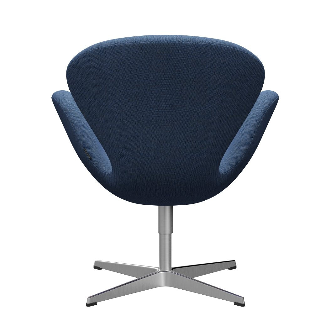 Fritz Hansen Swan Lounge Chair, Satin Brushed Aluminium/Re Wool Blue/Natural