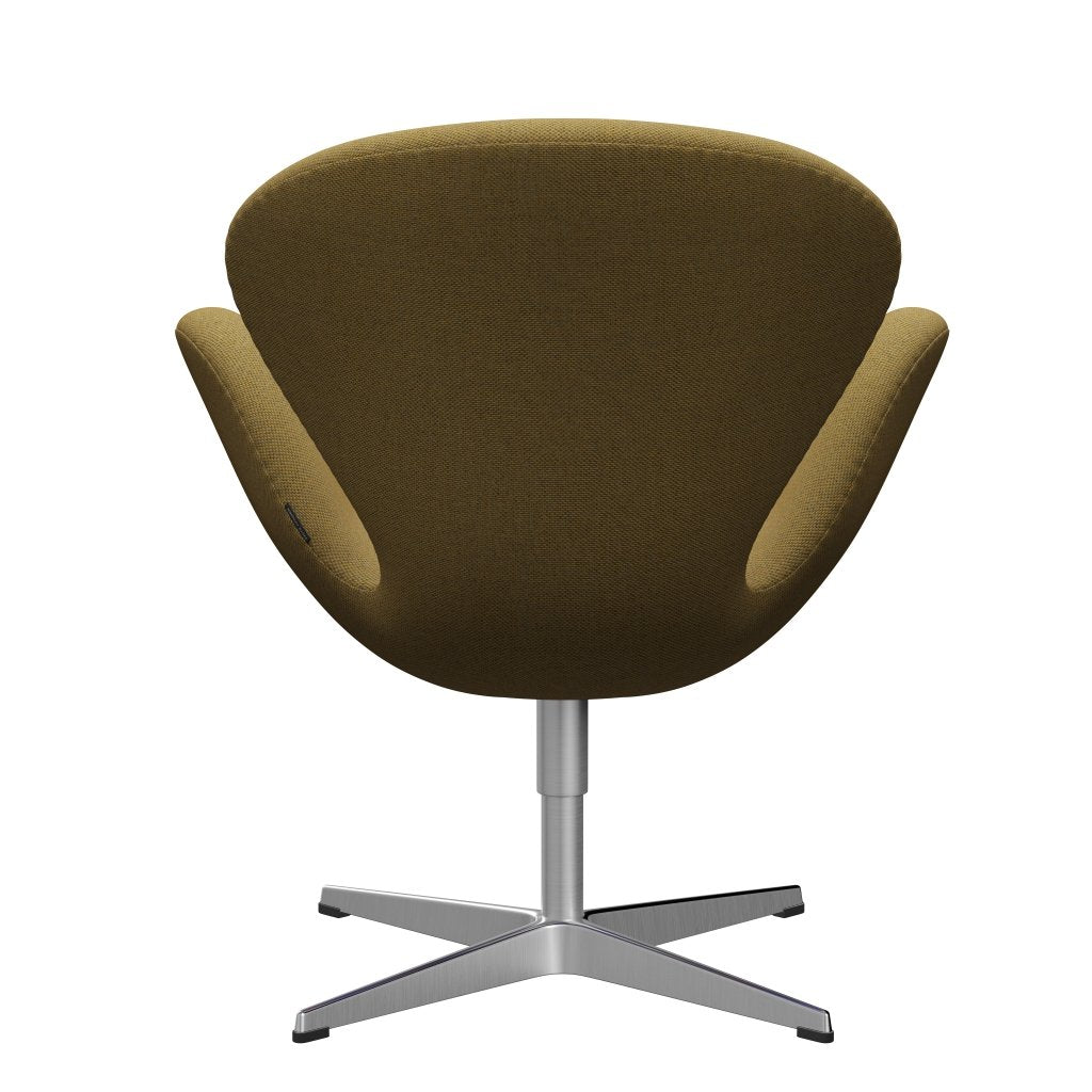 Fritz Hansen Swan Lounge Chair, Satin Brushed Aluminium/Re Wool Golden Yellow/Natural