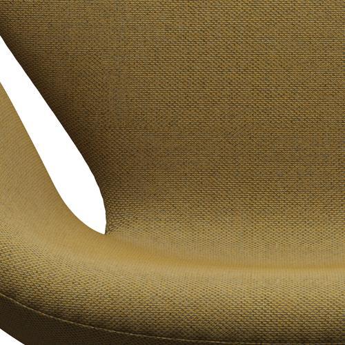 Fritz Hansen Swan Lounge Chair, Satin Brushed Aluminium/Re Wool Golden Yellow/Natural