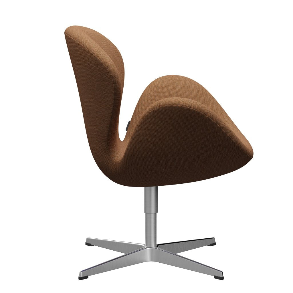 Fritz Hansen Swan Lounge Chair, Satin Brushed Aluminium/Re Wool Ornage/Natural