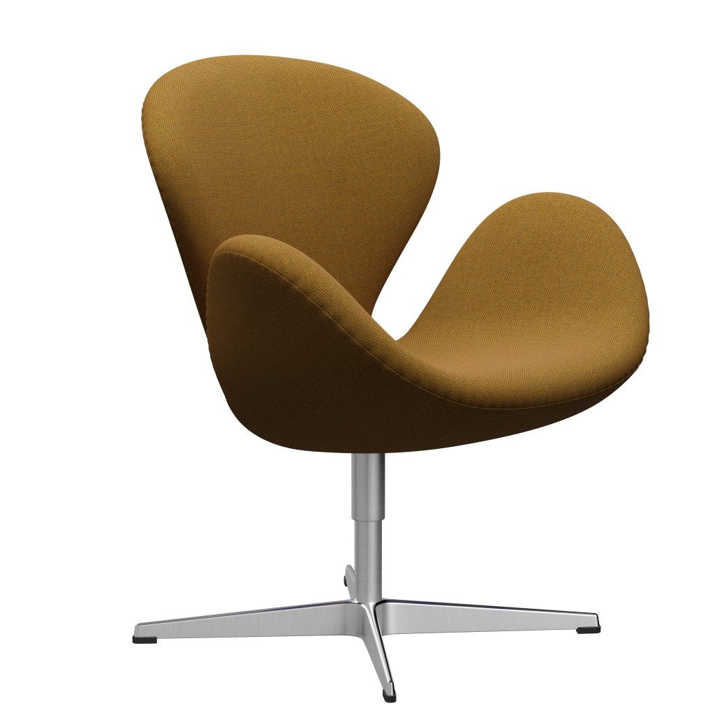 Fritz Hansen Swan Lounge Chair, Satin Brushed Aluminium/Re Wool Saffron/Natural