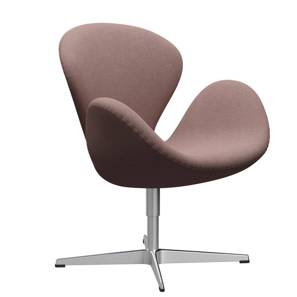 Fritz Hansen Swan Lounge Chair, Satin Brushed Aluminium/Re Wool Soft Pink/Natural