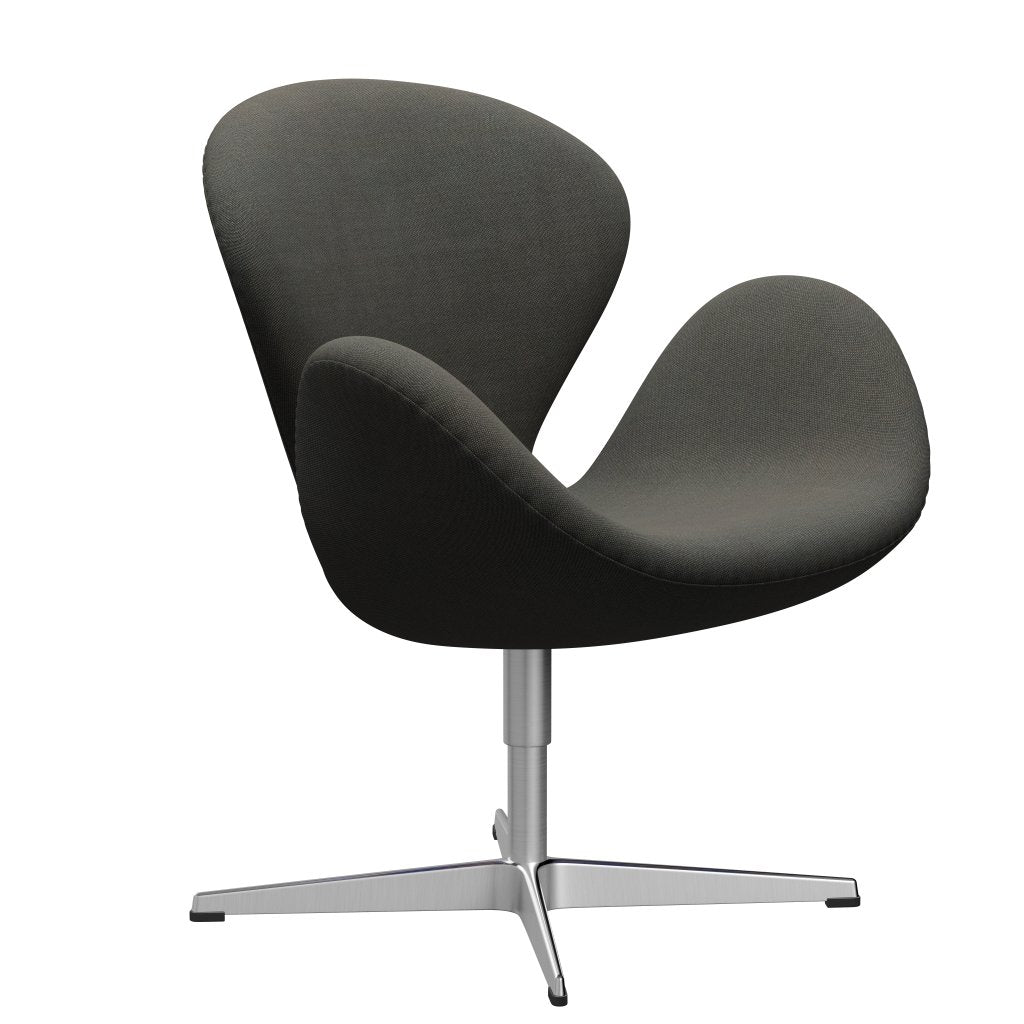 Fritz Hansen Swan Lounge Chair, Satin Brushed Aluminium/Rime Dark Grey/Khaki