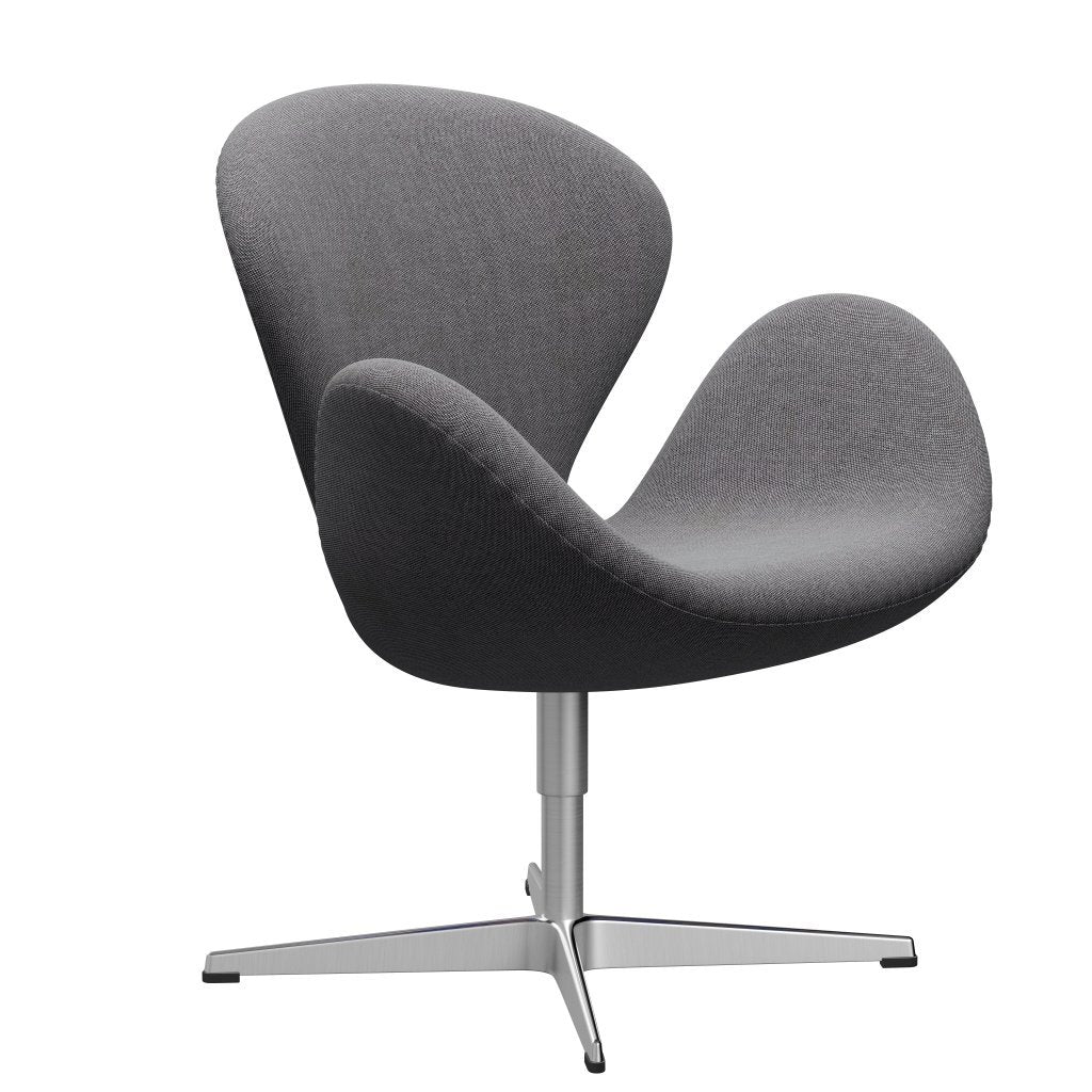 Fritz Hansen Swan Lounge Chair, Satin Brushed Aluminium/Rime Salt & Pepper