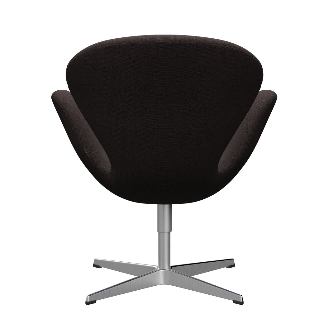 Fritz Hansen Swan Lounge Chair, Satin Brushed Aluminium/Steelcut Dark Earth Brown