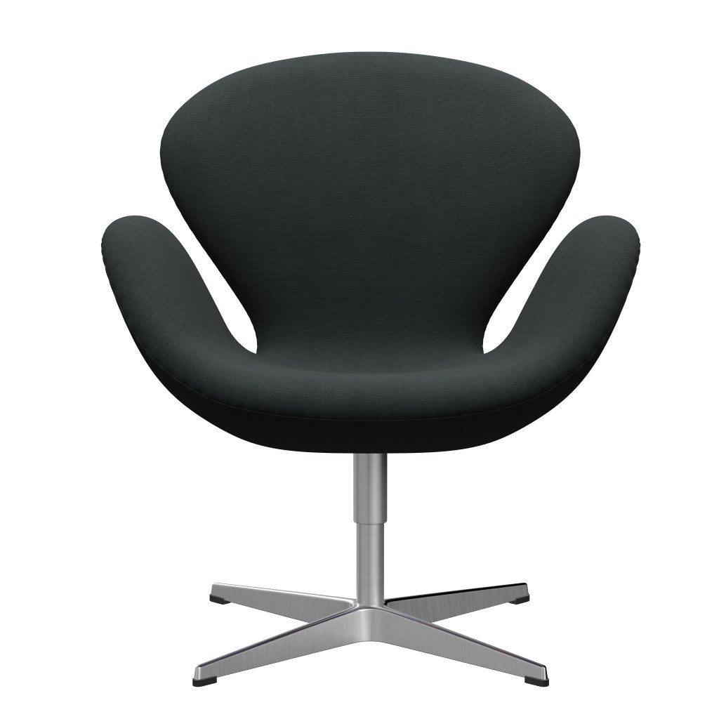 Fritz Hansen Swan Lounge Chair, Satin Brushed Aluminium/Steelcut Carbon