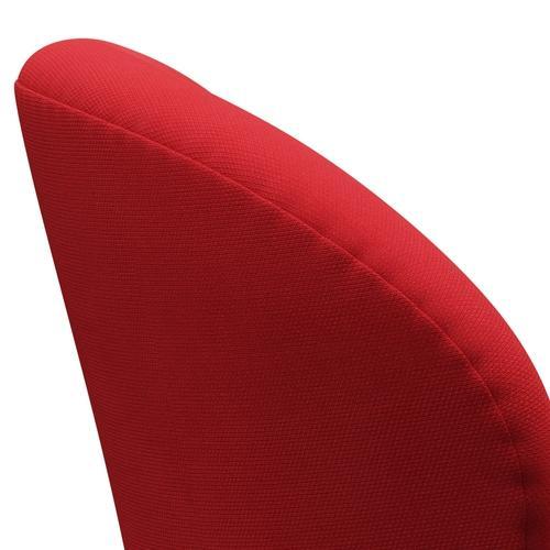 Fritz Hansen Swan Lounge Chair, Satin Brushed Aluminium/Steelcut Neon Red