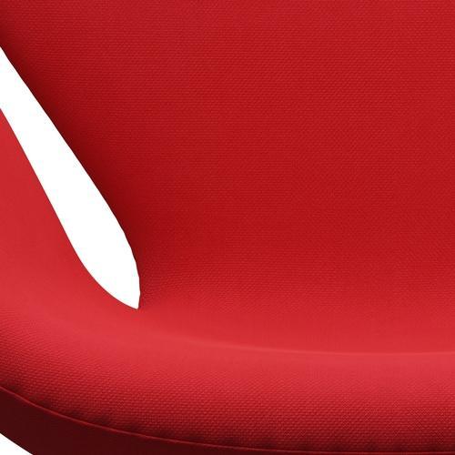 Fritz Hansen Swan Lounge Chair, Satin Brushed Aluminium/Steelcut Neon Red