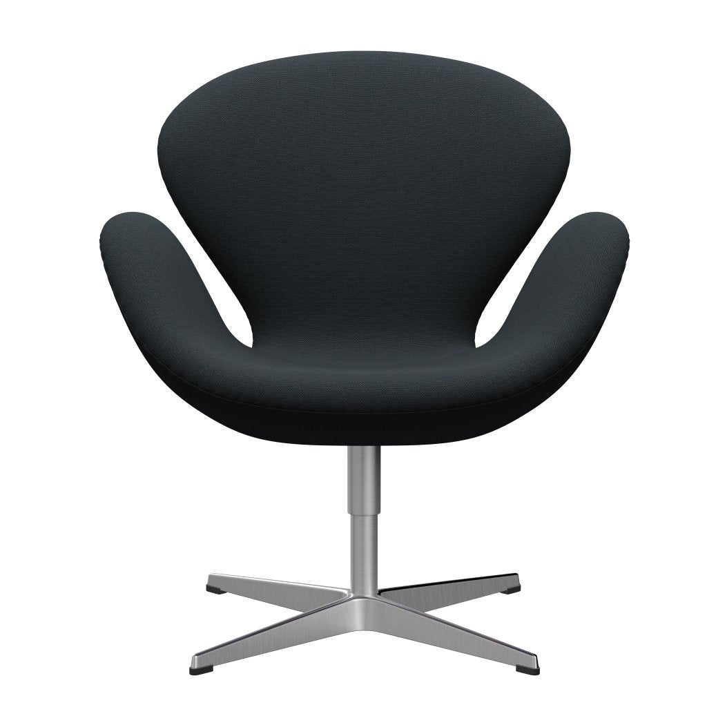 Fritz Hansen Swan Lounge Chair, Satin Brushed Aluminium/Steelcut Trio Black