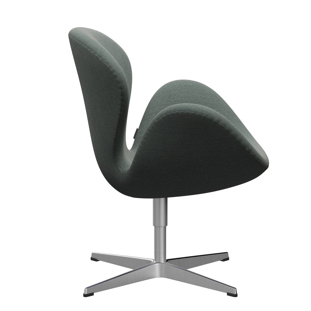 Fritz Hansen Swan Lounge Chair, Satin Brushed Aluminium/Steelcut Trio White/Dark Green