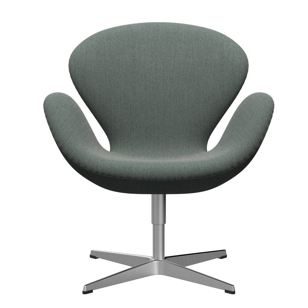 Fritz Hansen Swan Lounge Chair, Satin Brushed Aluminium/Steelcut Trio White/Dark Green