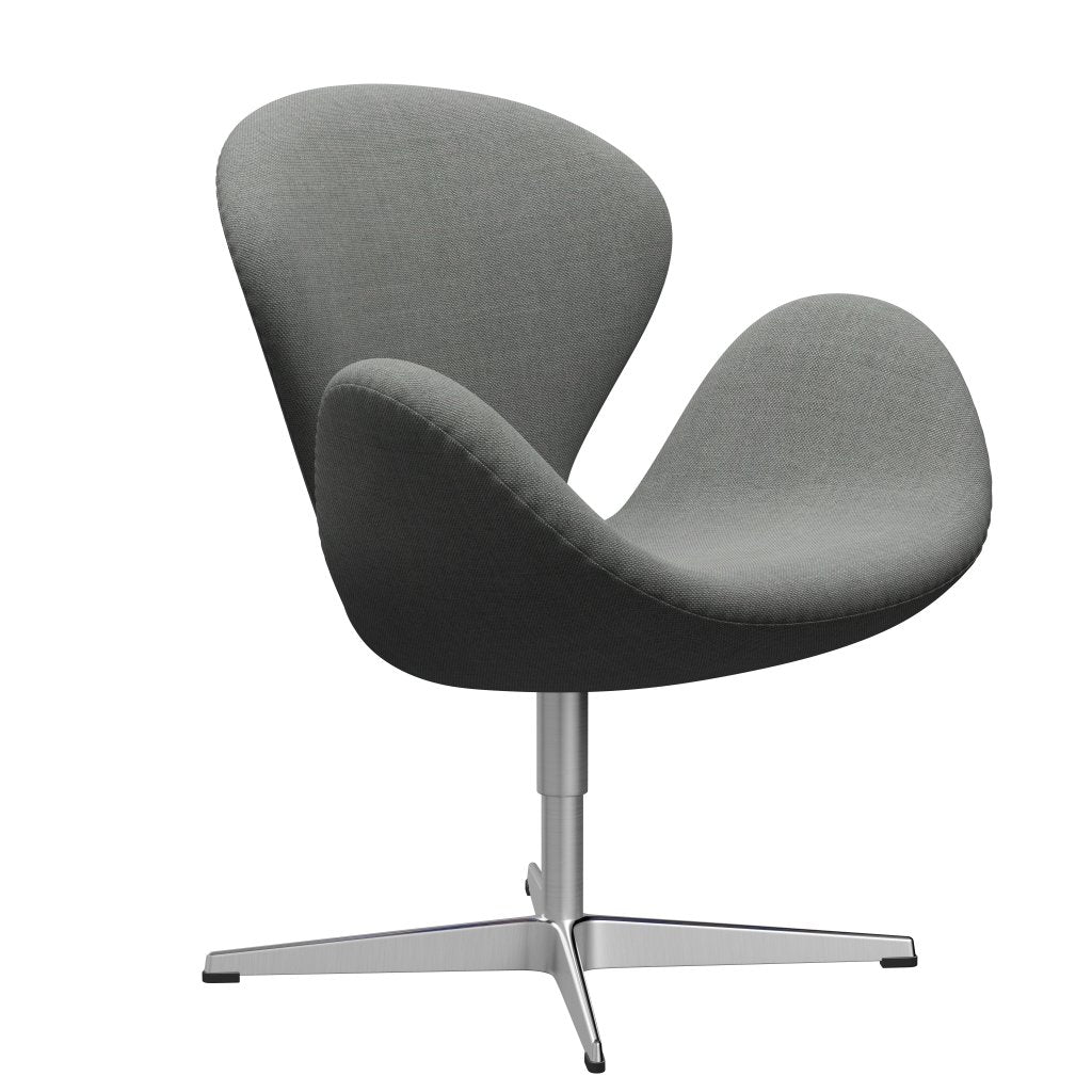 Fritz Hansen Swan Lounge Chair, Satin Brushed Aluminium/Sunniva Grey