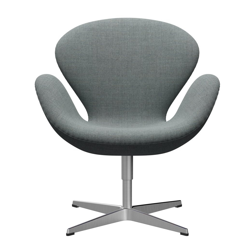 Fritz Hansen Swan Lounge Chair, Satin Brushed Aluminium/Sunniva Grey/Pale Green