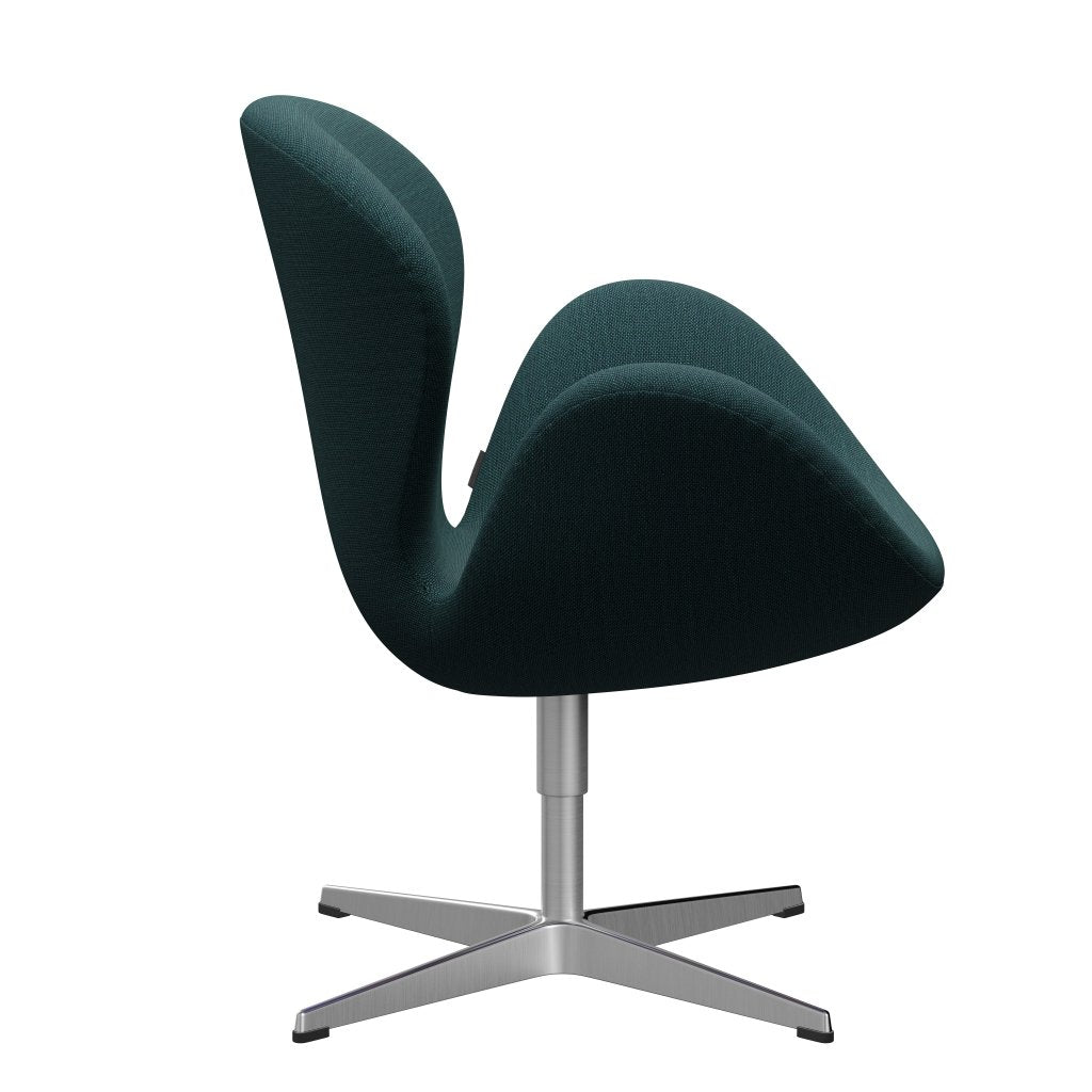 Fritz Hansen Swan Lounge Chair, Satin Brushed Aluminium/Sunniva Green/Grey