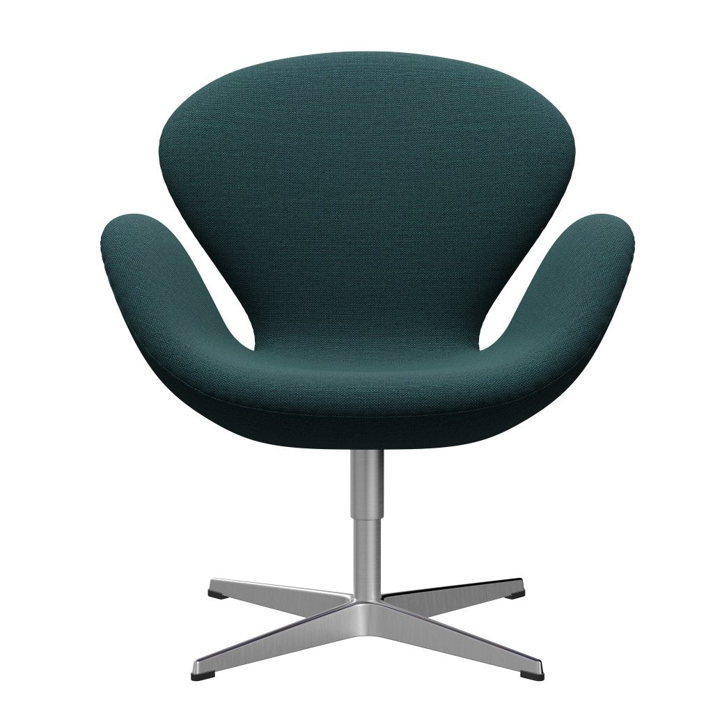 Fritz Hansen Swan Lounge Chair, Satin Brushed Aluminium/Sunniva Green/Grey