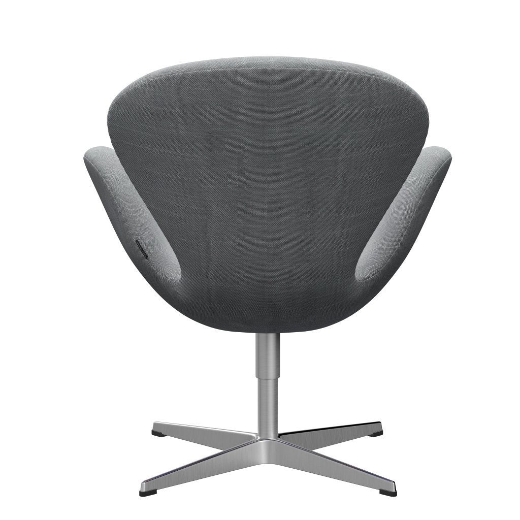 Fritz Hansen Swan Lounge Chair, Satin Brushed Aluminium/Sunniva Light Grey/Light Blue