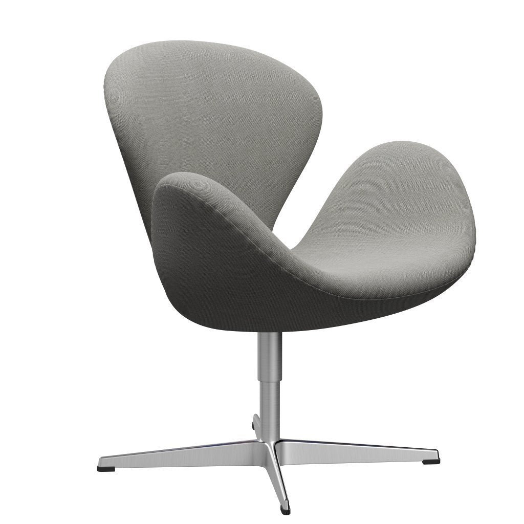 Fritz Hansen Swan Lounge Chair, Satin Brushed Aluminium/Sunniva Sand/Light Grey