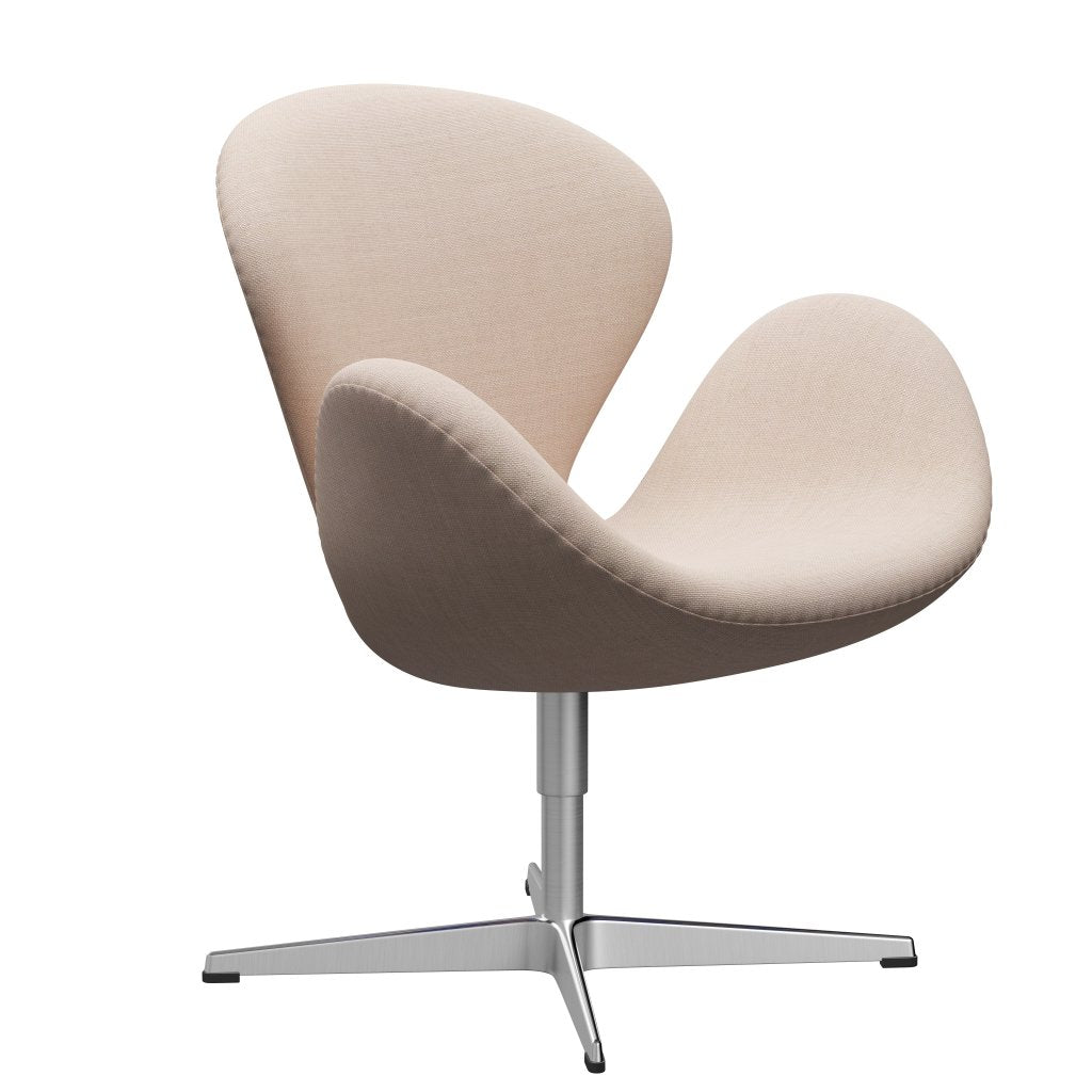 Fritz Hansen Swan Lounge Chair, Satin Brushed Aluminium/Sunniva Sand/Soft Pink