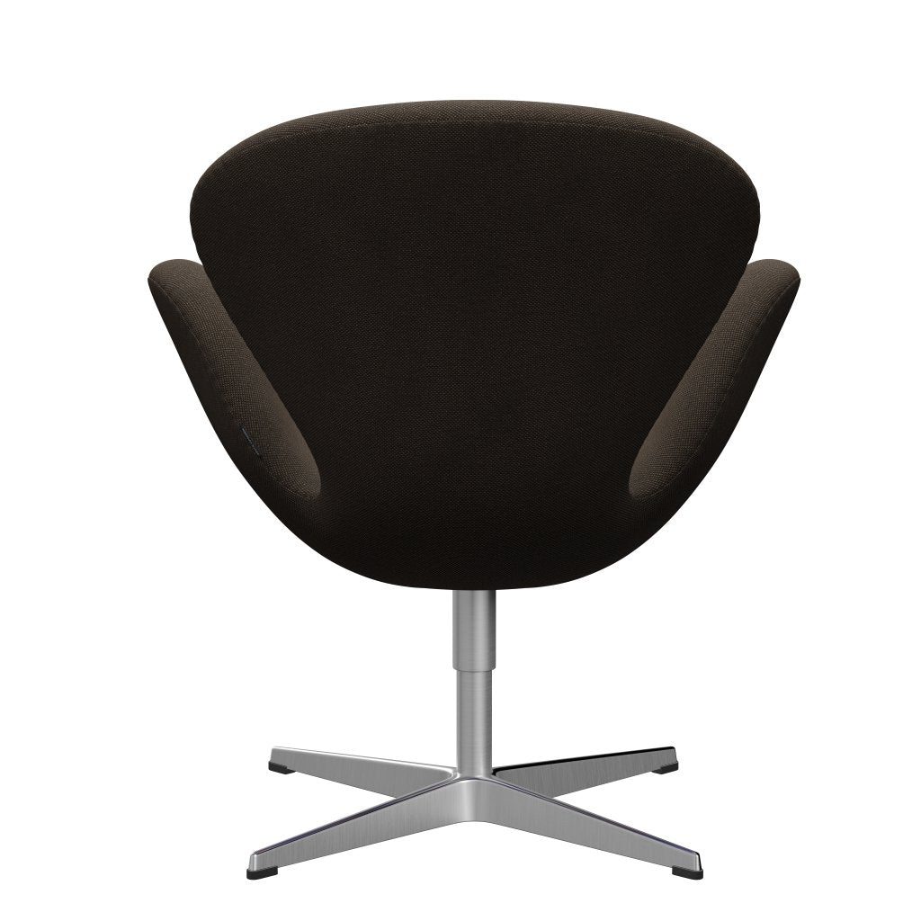 Fritz Hansen Swan Lounge Chair, Satin Brushed Aluminium/Sunniva Chocolate/Black