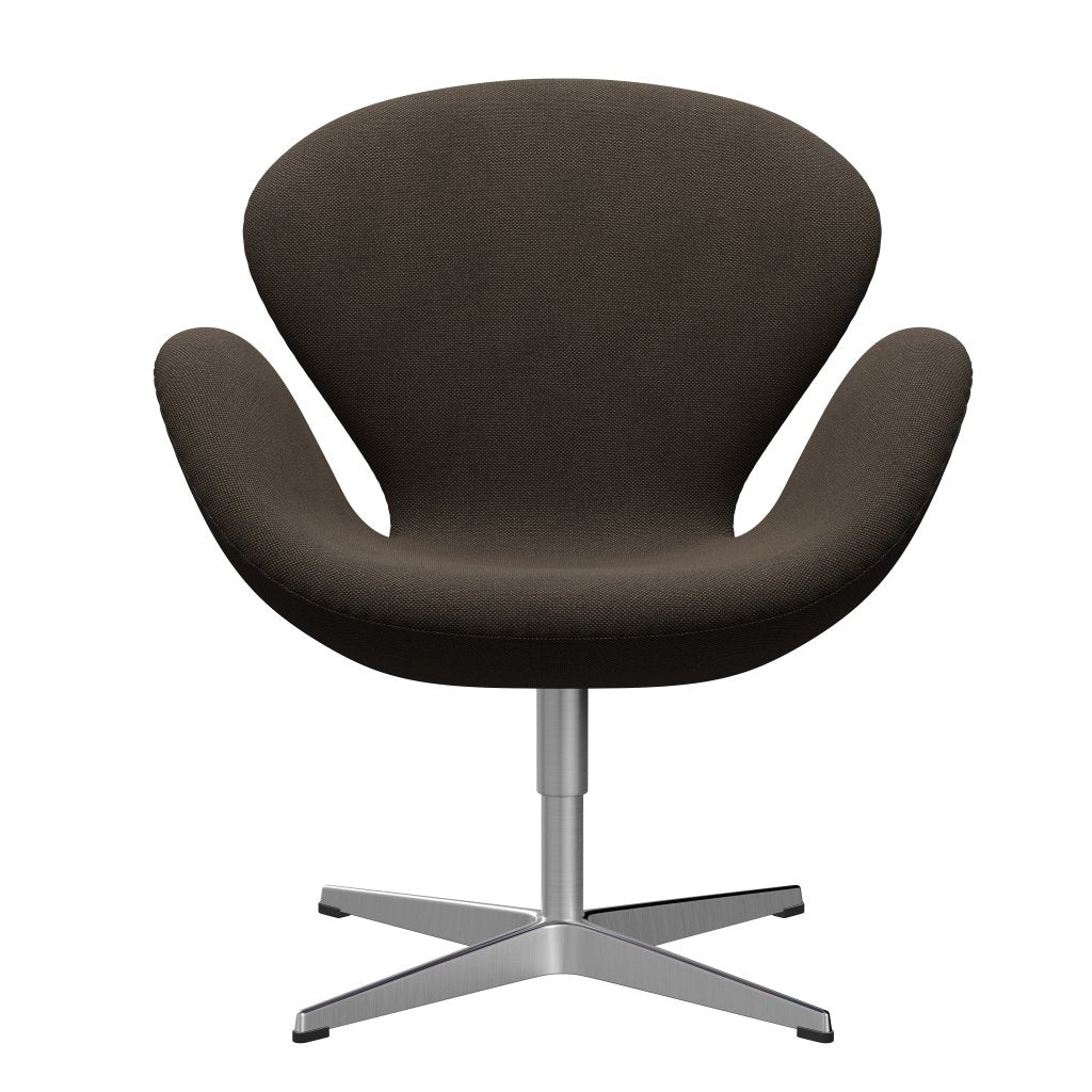 Fritz Hansen Swan Lounge Chair, Satin Brushed Aluminium/Sunniva Chocolate/Black