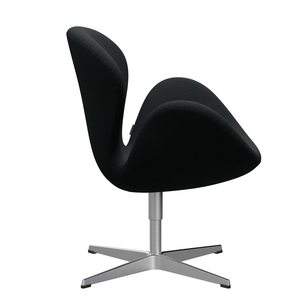 Fritz Hansen Swan Lounge Chair, Satin Brushed Aluminium/Sunniva Black (193)