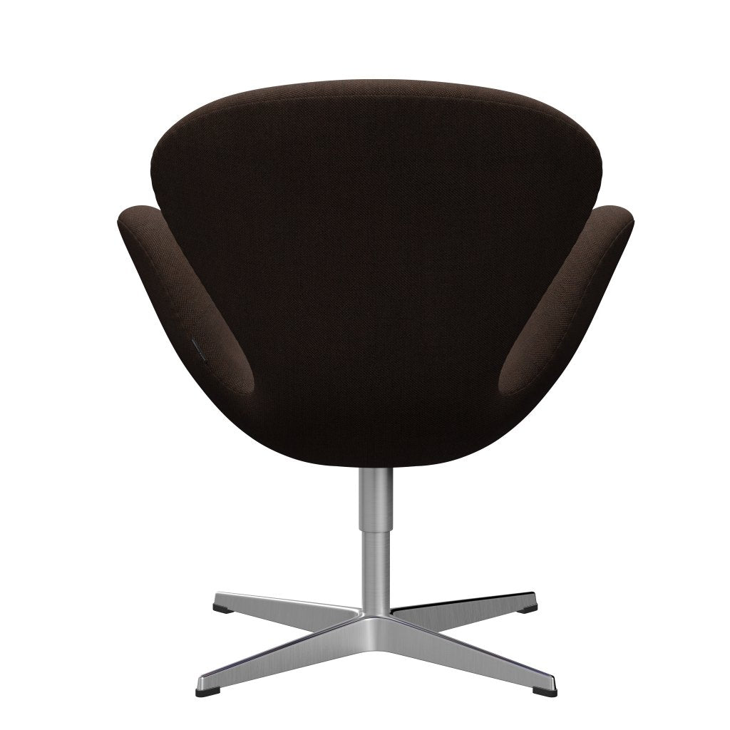 Fritz Hansen Swan Lounge Chair, Satin Brushed Aluminium/Sunniva Black/Chestnut