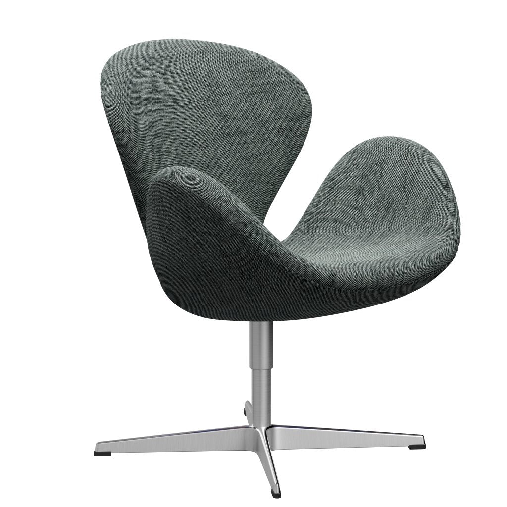 Fritz Hansen Swan Lounge Chair, Satin Brushed Aluminium/Sunniva Black/White